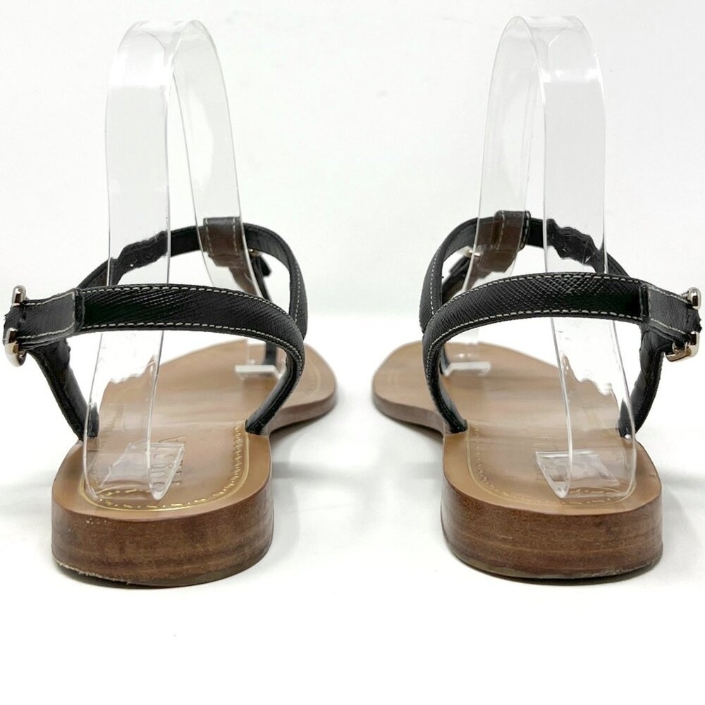 Prada Black Saffiano Leather Flat Thong Sandals Ankle Strap EU 38 Made in Italy - Picture 5 of 10